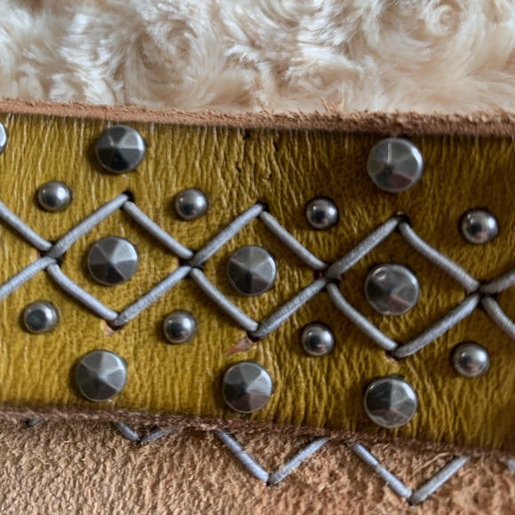 COWBOY B BELT Studded Mustard Leather Western Boho Belt Size M main image 5